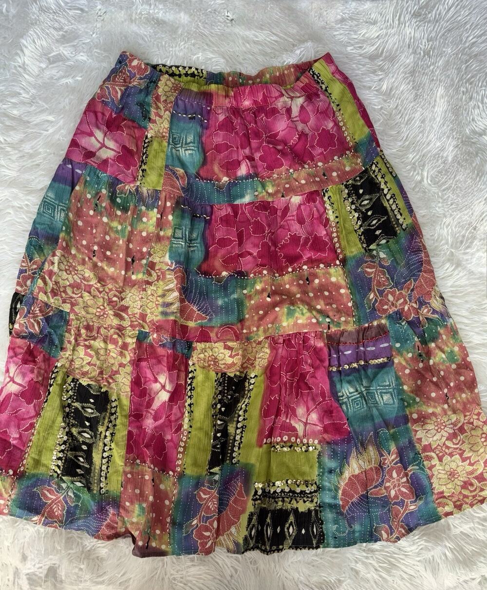 Patchington Vintage S Silk Maxi Skirt. Pretty, Fun